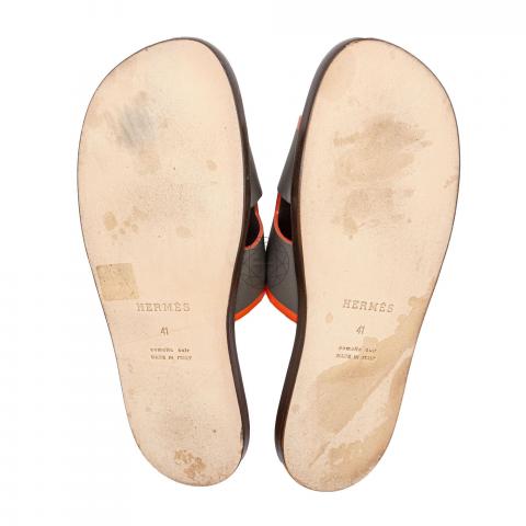 Sell Hermès Men's Two-Tone Izmir Sandals - Grey/Orange